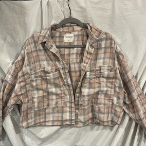 Abercrombie & Fitch Plaid Crop Top - Brown and Cream